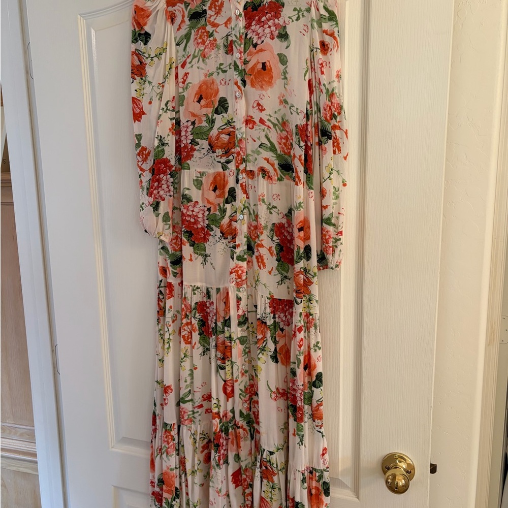 Zara Floral Long Sleeve Dress - Red and Green
